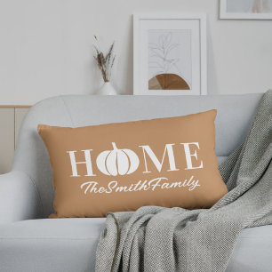 Rectangle Coussin de nom de famille orange citrouille blanch