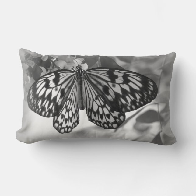 Rectangle Coussin de papillon noir et blanc (Recto)