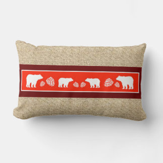 Rectangle Coussin de pinecone de la marron rouge de l'ours b