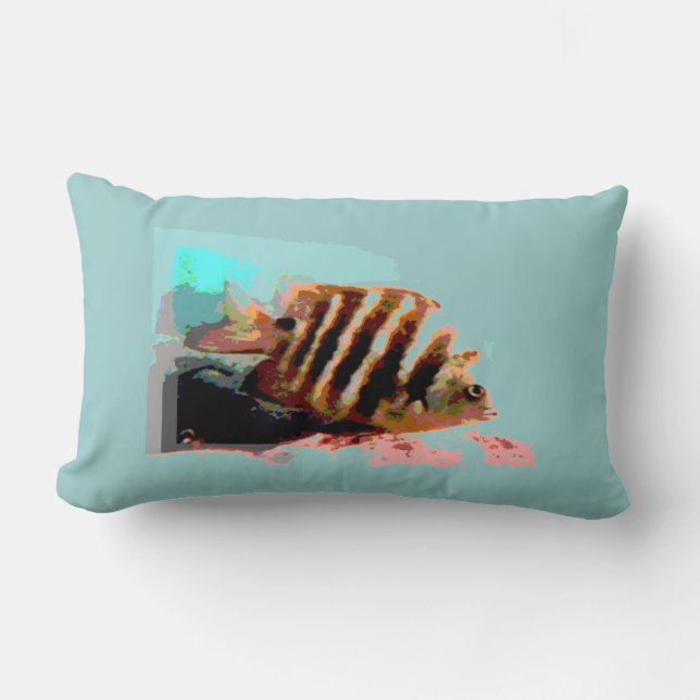 Rectangle Coussin de poisson sous-marin (turquoise) (Recto)