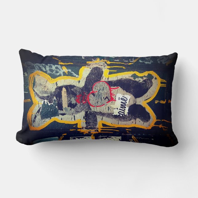 Rectangle Coussin de Streetart de lapin de Je T'aime (Recto)