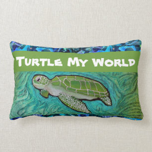 Rectangle Coussin de tortue de mer verte