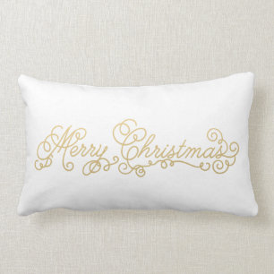 Rectangle Coussin de vacances de Joyeux Noël d'or de