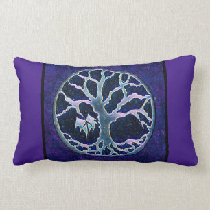 Rectangle Coussin de voyage dans l'arbre de vie en bleu et e