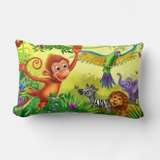 Rectangle Coussin des animaux de la jungle (Recto)