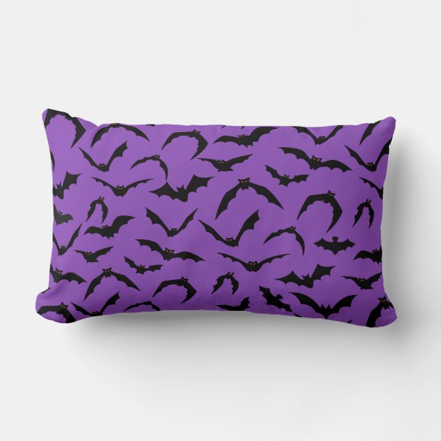 Rectangle Coussin des chauves-souris d'Halloween (Recto)