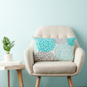 Rectangle coussin des Filles de Dahlias à gris bleu turquois (Chaise)