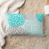 Rectangle coussin des Filles de Dahlias à gris bleu turquois (Couverture)