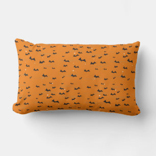 Rectangle Coussin d'Halloween de chauve-souris orange