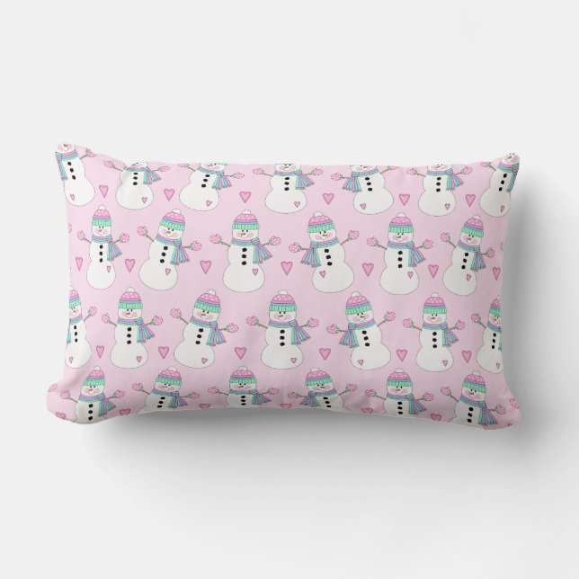Rectangle Coussin d'hiver des motoneiges et des coeurs (Recto)