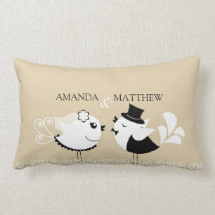 Rectangle Coussin d'oiseaux de jeunes mariés de mariage