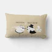 Rectangle Coussin d'oiseaux de jeunes mariés de mariage (Verso)