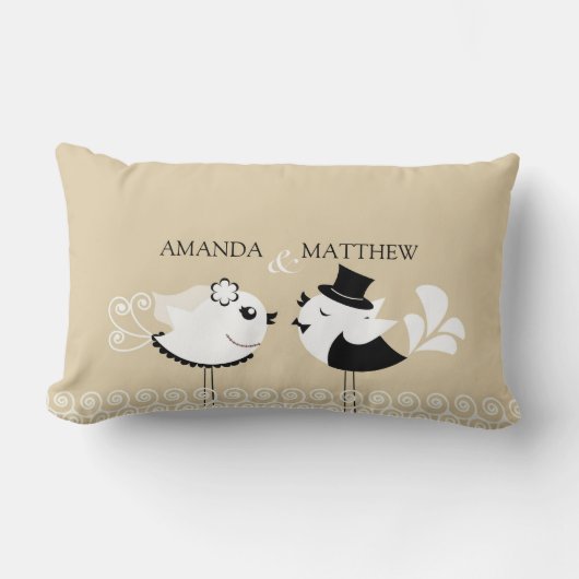 Rectangle Coussin d'oiseaux de jeunes mariés de mariage (Recto)