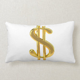 Rectangle Coussin d'or de symbole dollar