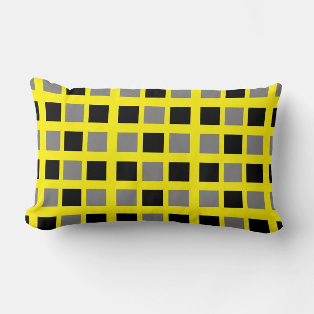 Rectangle Coussin d'oreiller Abstrait Art Black Grey Block (Recto)