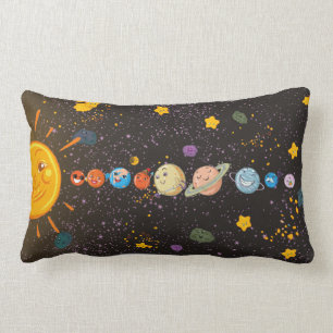 Rectangle Coussin drôle de planètes de système solaire