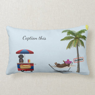 Rectangle Coussin drôle de teckel de hot-dog customisé