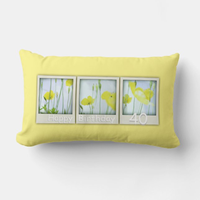 Rectangle Coussin du 40e anniversaire des pavots jaunes de p (Recto)