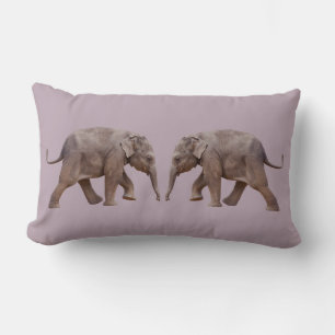Rectangle Coussin Éléphant de Bébé (Rose Poussiéreux)
