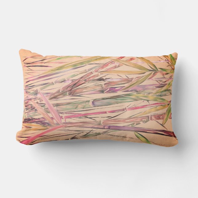 Rectangle Coussin en bambou d'aquarelle numérique d'origine (Recto)