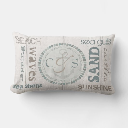 Rectangle Coussin en bois de plage nautique faite sur (Recto)
