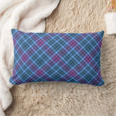 Rectangle Coussin en bois - Tartan bleu rose violet (Couverture)