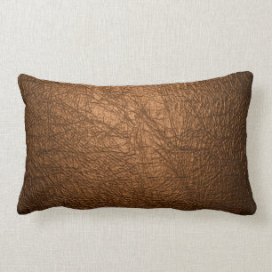 Rectangle coussin en cuir brun de texture