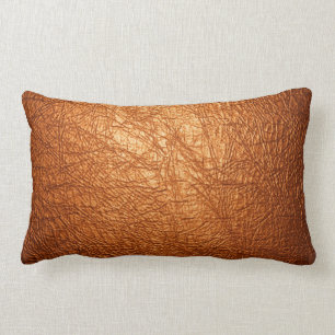 Rectangle coussin en cuir orange de texture