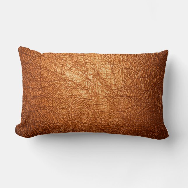 Rectangle coussin en cuir orange de texture (Recto)