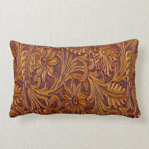 Rectangle Coussin en cuir usiné occidental d'impression