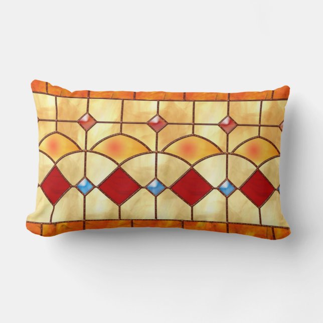 Rectangle Coussin en verre souillé de faux de Tiffany de (Recto)
