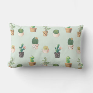 Rectangle Coussin Extérieur à Motif de Cactus en Pot