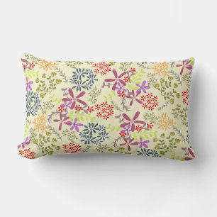 Rectangle Coussin Floral Beige Lumbar