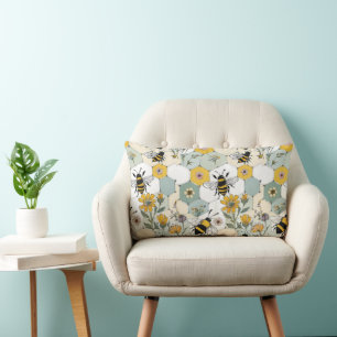 Rectangle Coussin floral en nid d'abeille avec de mignonnes 