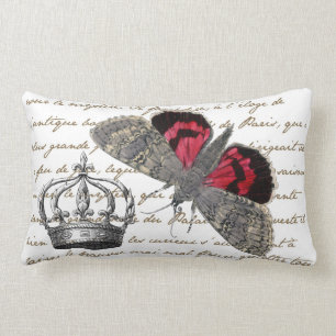 Rectangle Coussin français de couronne de papillon rouge
