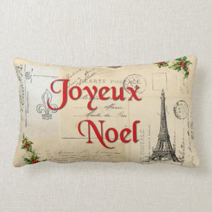 Rectangle Coussin français de Noël de cartes postales de