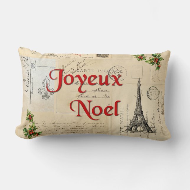 Rectangle Coussin français de Noël de cartes postales de (Recto)