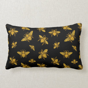 Rectangle Coussin Gold Bees Lumbar