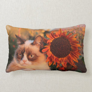 Rectangle Coussin grincheux de tournesol de chat