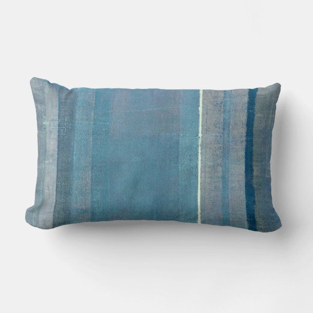 Rectangle Coussin gris et bleu de "brouillard" d'art (Recto)