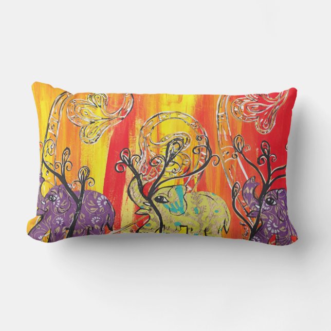Rectangle Coussin heureux de défilé d'éléphant (Recto)
