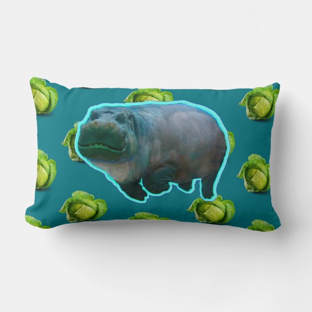 Rectangle Coussin - HIPPOPOTAME AFFAMÉ (Recto)