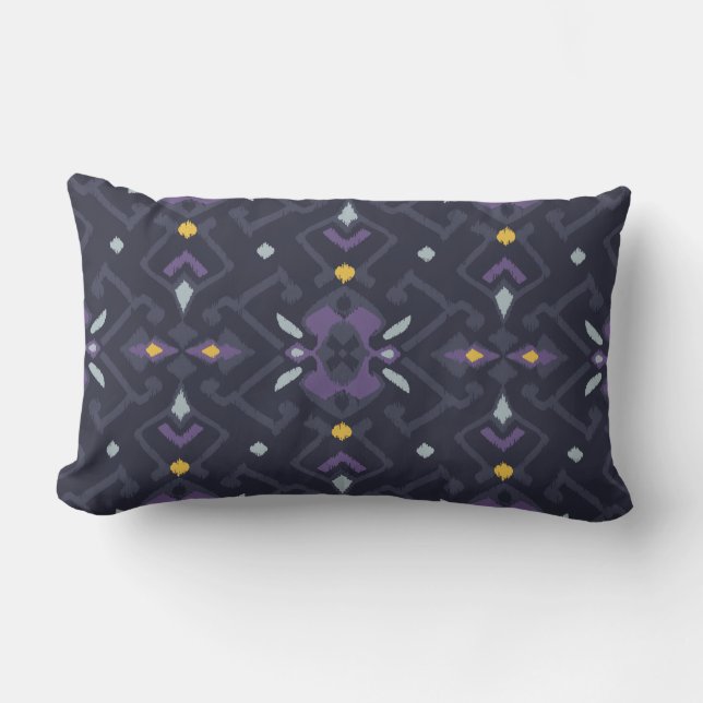 Rectangle Coussin ikat moderne chic noir et violet (Recto)