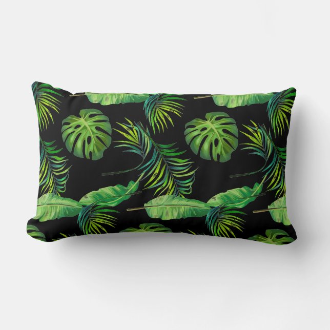 Rectangle Coussin Jeté - Feuilles Tropicales (Recto)