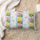 Rectangle Coussin Jeté Rayure Bleu Rose & Jaune RosesFloral (Couverture)