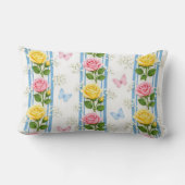Rectangle Coussin Jeté Rayure Bleu Rose & Jaune RosesFloral (Verso)