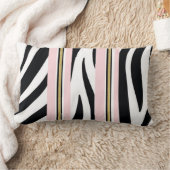Rectangle Coussin Jeté Rayure Rose & Blanc Or Blck Léopard (Couverture)