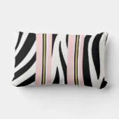 Rectangle Coussin Jeté Rayure Rose & Blanc Or Blck Léopard (Verso)