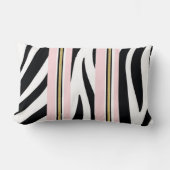 Rectangle Coussin Jeté Rayure Rose & Blanc Or Blck Léopard (Recto)