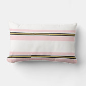 Rectangle Coussin Jeté Rayure Rose & Blanc Or Noir (Recto)